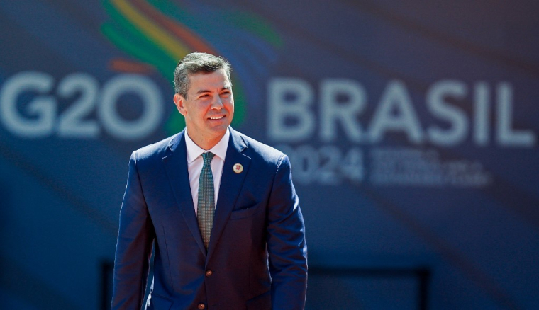 Santiago Peña à Rio de Janeiro, au Brésil, le 18 novembre 2024. ( G20 PRESS OFFICE / RICARDO STUCKERT )