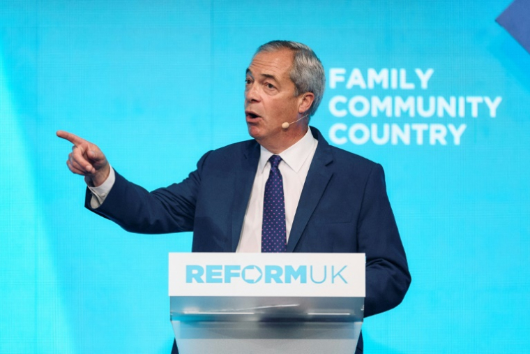 Le leader du parti Reform UK, Nigel Farage, le 21 septembre 2024 à Birmingham ( AFP / BENJAMIN CREMEL )