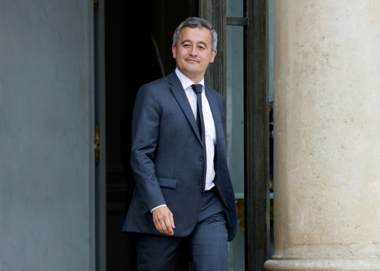 Le ministre de l'Intérieur Gérald Darmanin à la sortie de l'Elysée, le 3 juillet 2024 à Paris ( AFP / Ludovic MARIN )