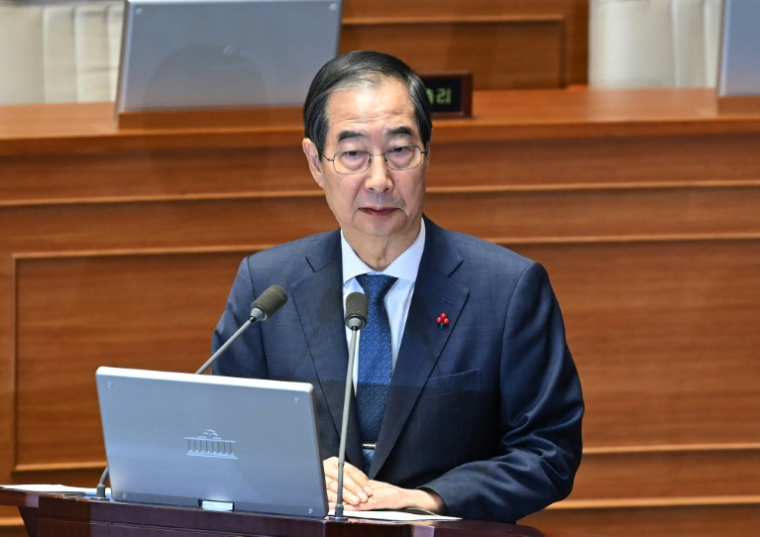 Le Premier ministre sud-coréen Han Duck-soo le 11 décembre 2024 à l'Assemblée nationale à Séoul ( AFP / JUNG YEON-JE )