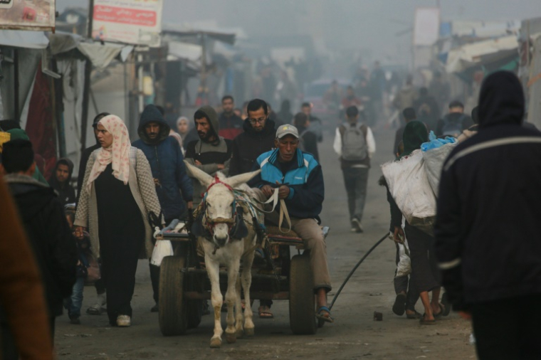 Une rue de Khan Younès, dans le sud de la bande de Gaza, le 17 janvier 2025 ( AFP / Bashar TALEB )